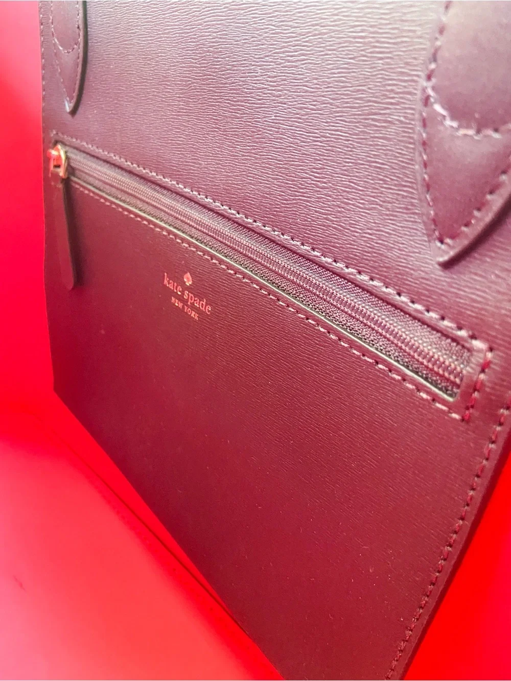Kate Spade Kaci Small Leather Chocolate Cherry Tote with Clover Turn-Lock